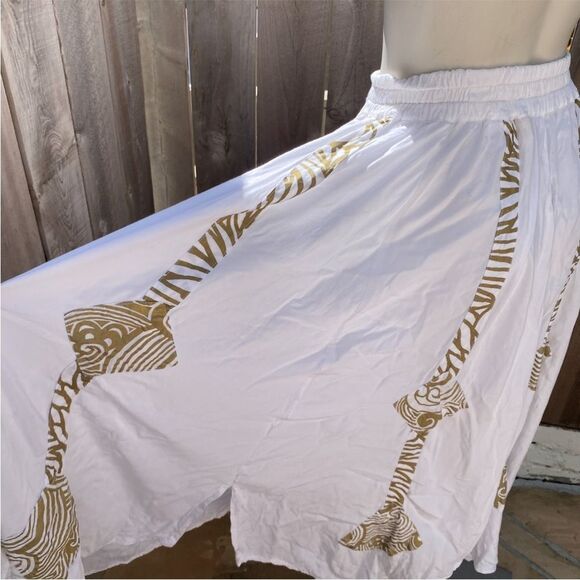 Cache vintage White and Gold A-Line Skirt size small - Picture 5 of 12